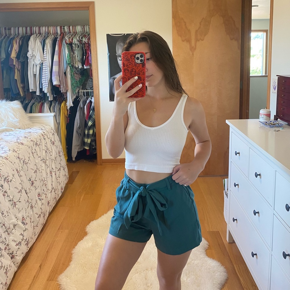 A New Day dark teal shorts with tie waist